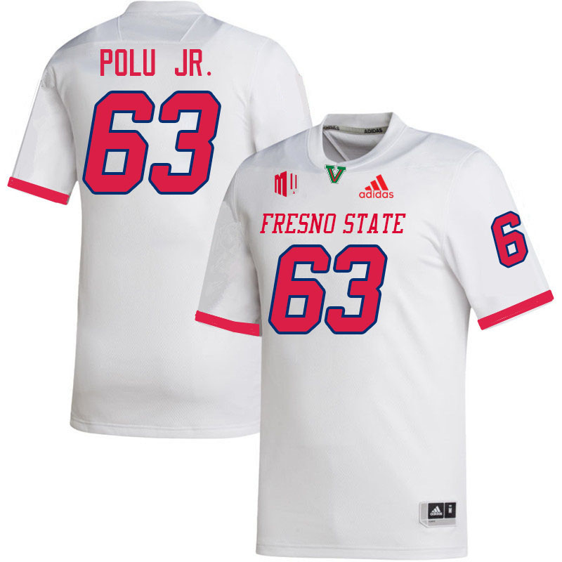 Fresno State Bulldogs #63 Malcolm Polu Jr. College Football Jerseys Stitched-White